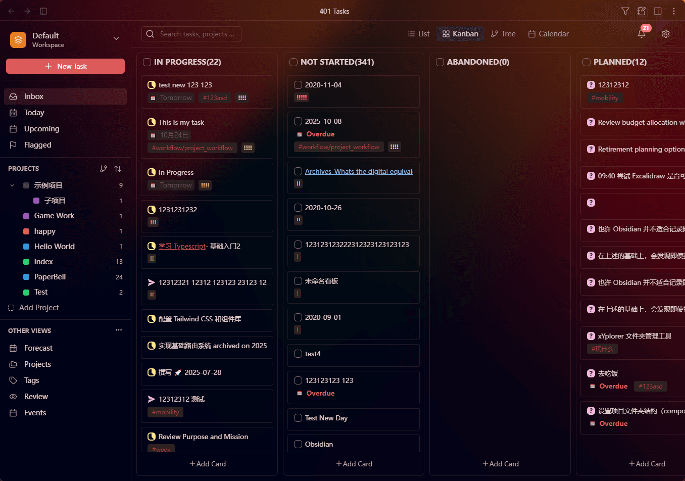 Task Genius Dark Kanban View