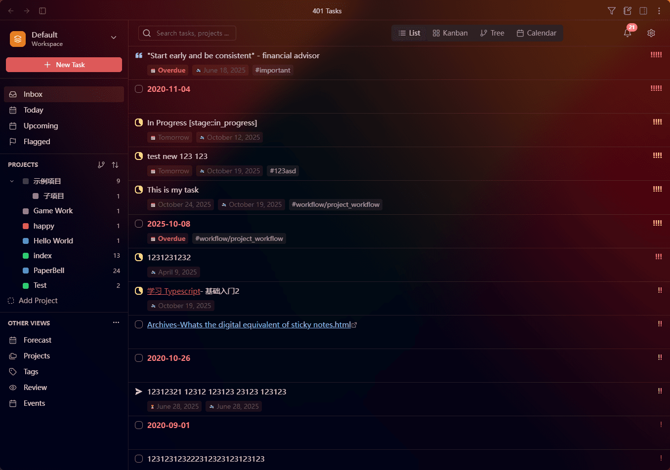 Task Genius Dark Mode